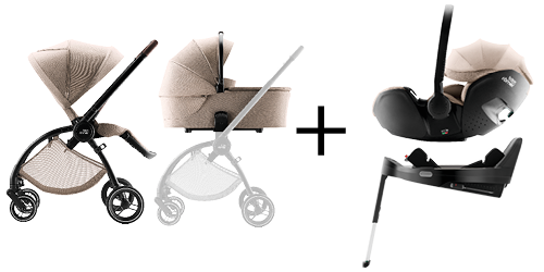 RIO PACK CONFORT Poussette RIO, nacelle RIO, siège-auto BABY-SAFE PRO, coloris Teak, ainsi que la VARIO BASE 5Z, faisant partie du RIO COMFORT PLUS SET