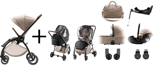 Poussette RIO et nacelle RIO, BABY-SAFE PRO et VARIO BASE 5Z avec accessoires essentiels, coloris Teak, faisant partie du PACK RIO DELUXE